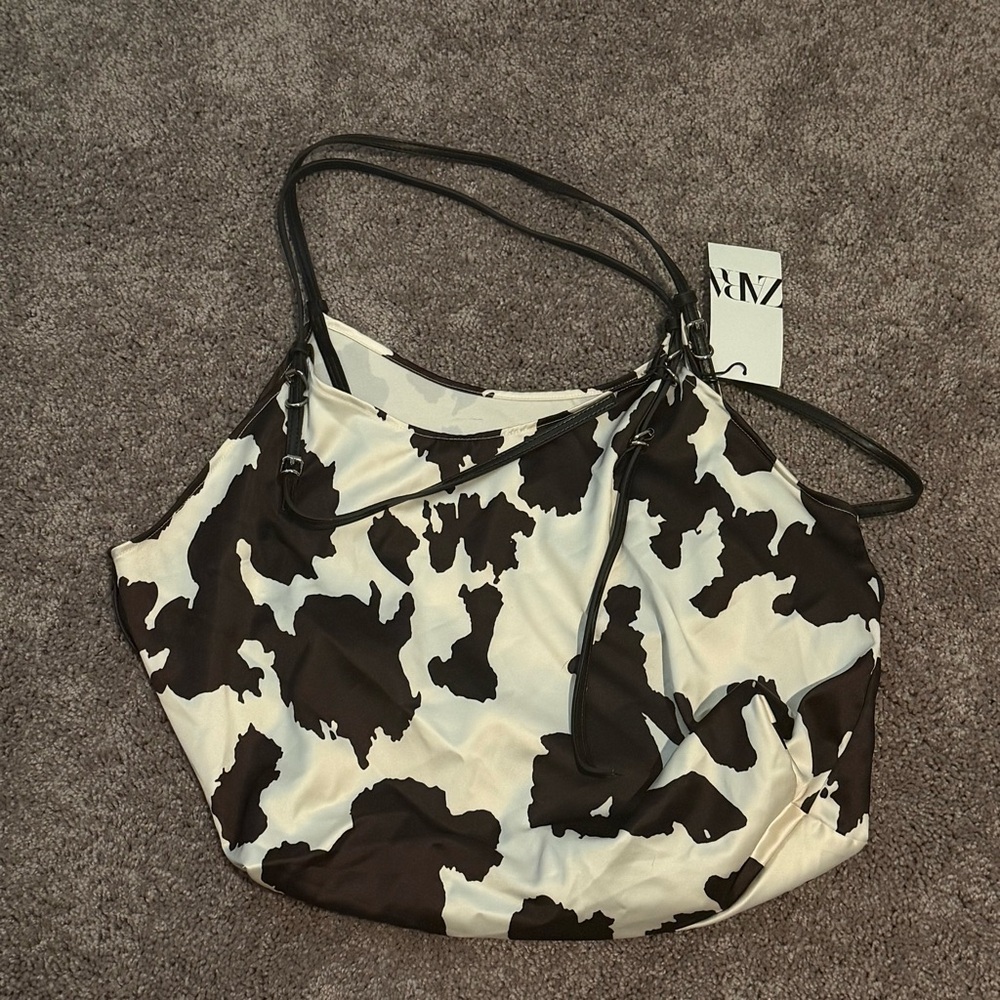 Zara Cowprint Satin Bag